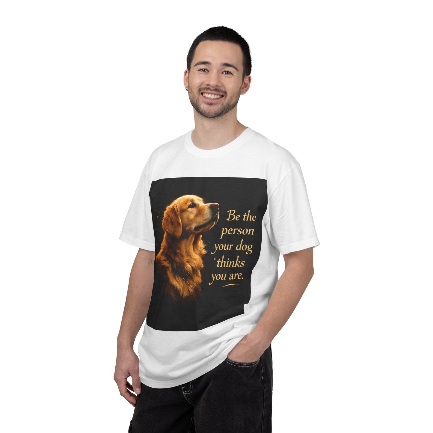 Golden Retriever T‑Shirt - "Be the person your dog thinks you are" Inspirational Dog Lover Tee - inkprint