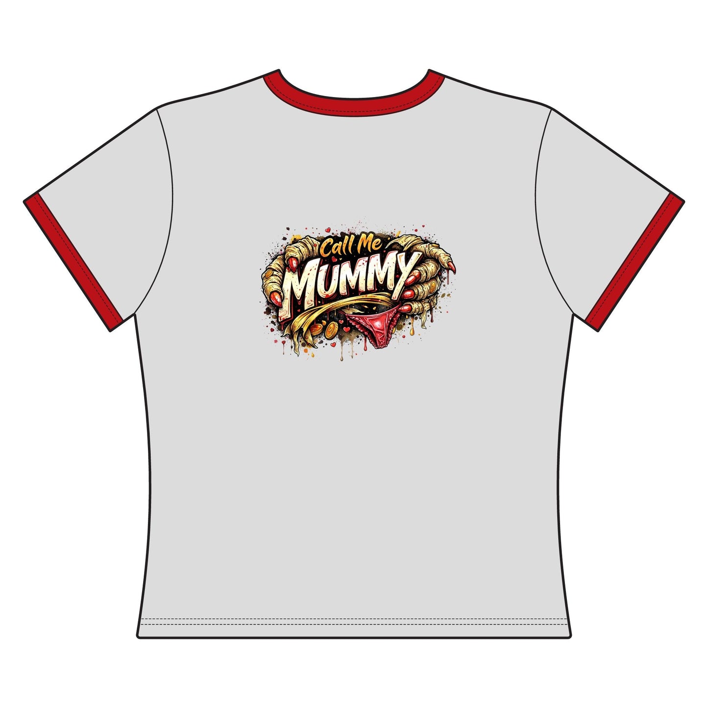 Mummy Graphic Ringer Tee – "Call Me Mummy" Halloween Shirt - inkprint