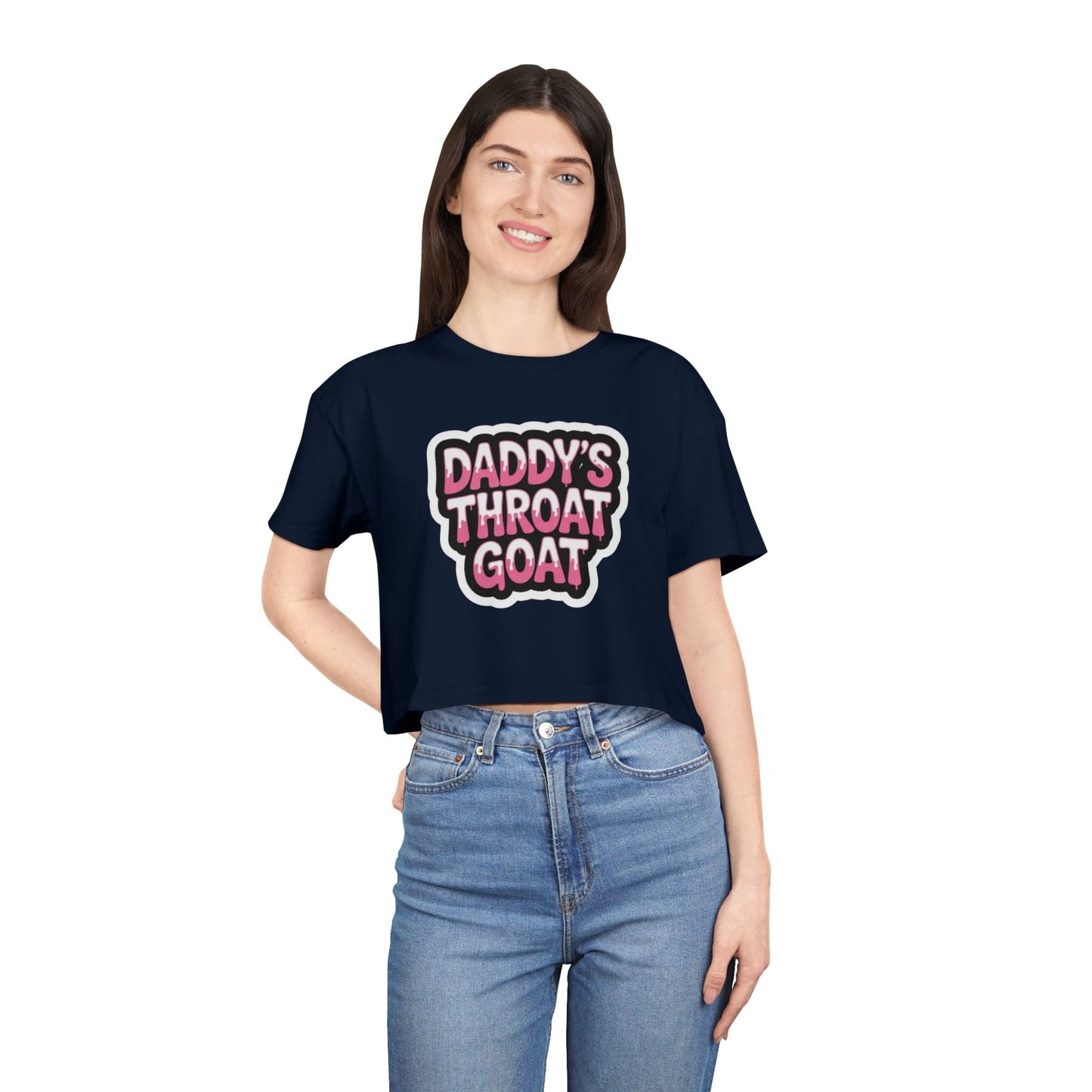 Crop Tee — "Daddy's Throat Goat" Graphic - inkprint