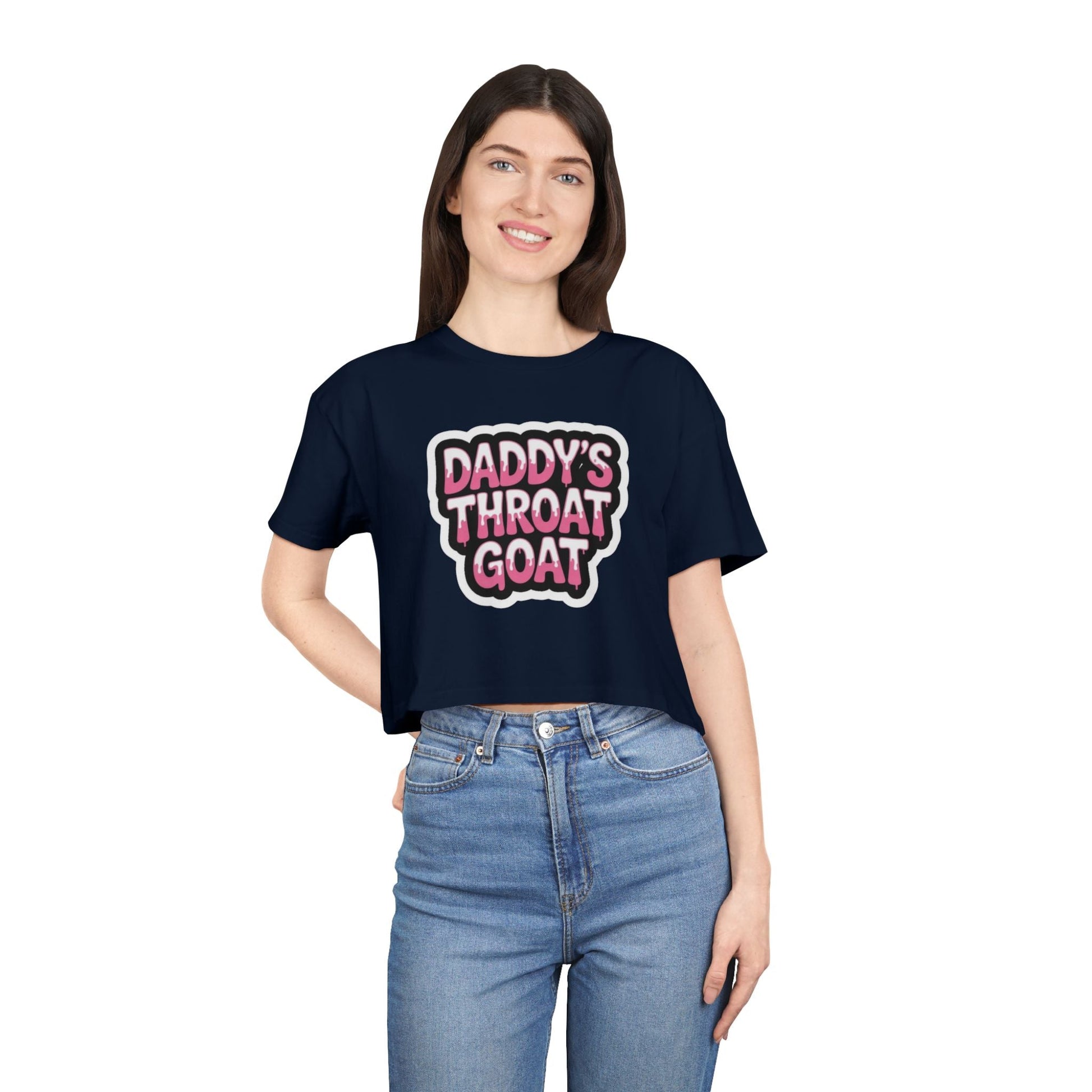 Crop Tee — "Daddy's Throat Goat" Graphic - inkprint