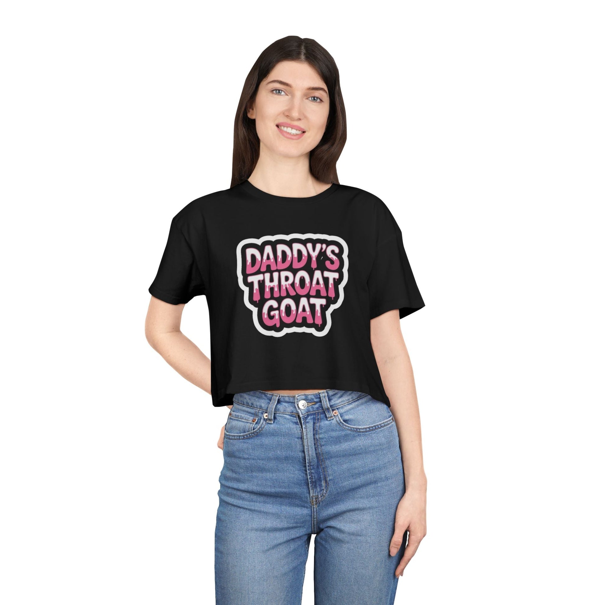 Crop Tee — "Daddy's Throat Goat" Graphic - inkprint