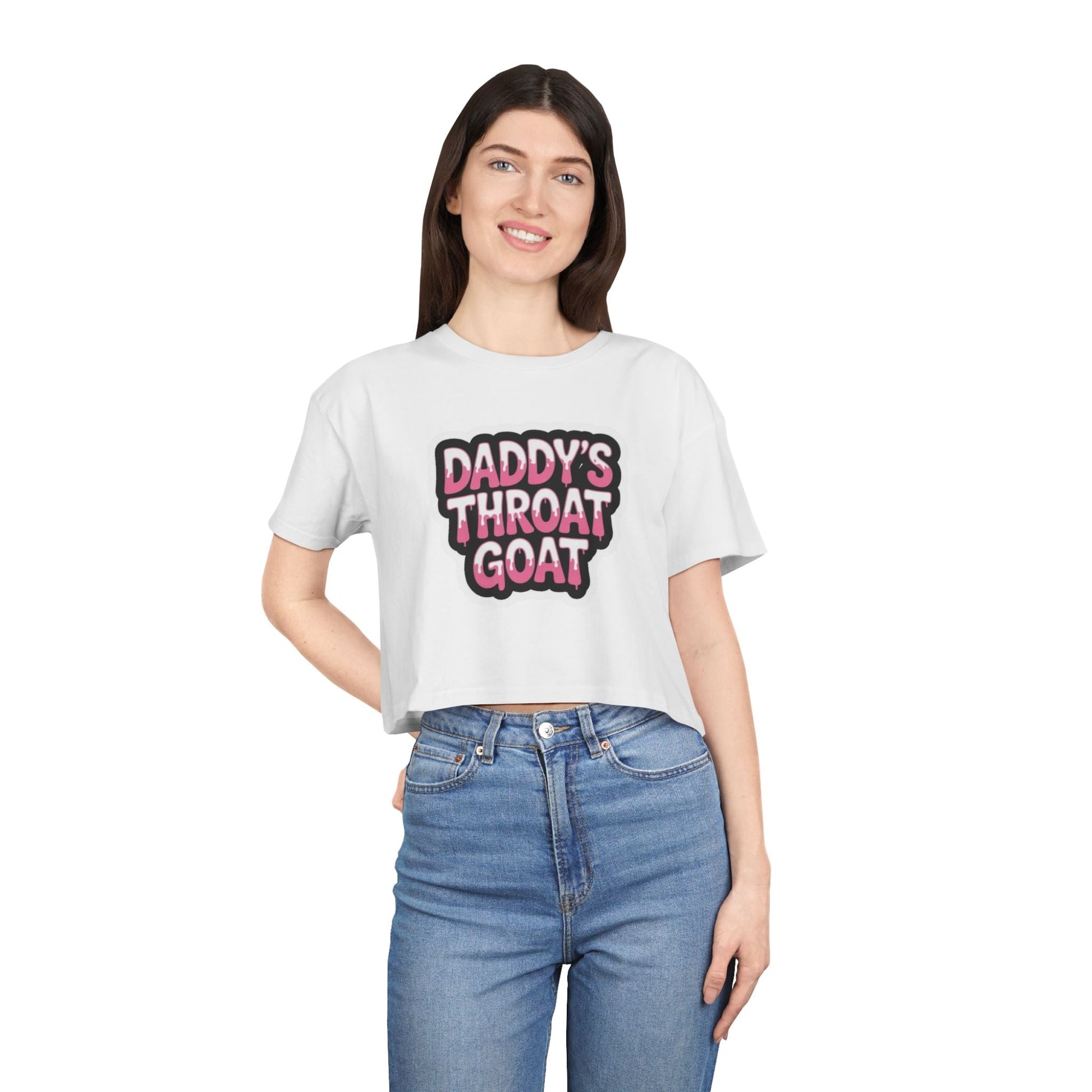 Crop Tee — "Daddy's Throat Goat" Graphic - inkprint