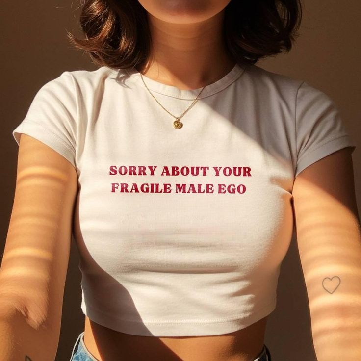 Cropped Tee — "Sorry About Your Fragile Male Ego" Feminist Graphic Shirt - inkprint
