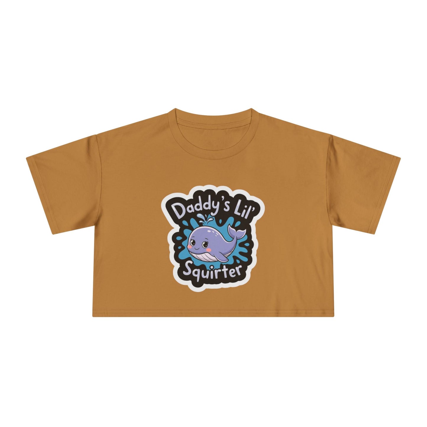 Daddy's Lil Squirter Cropped Tee — Cute Whale Graphic Women's Crop Top - inkprint