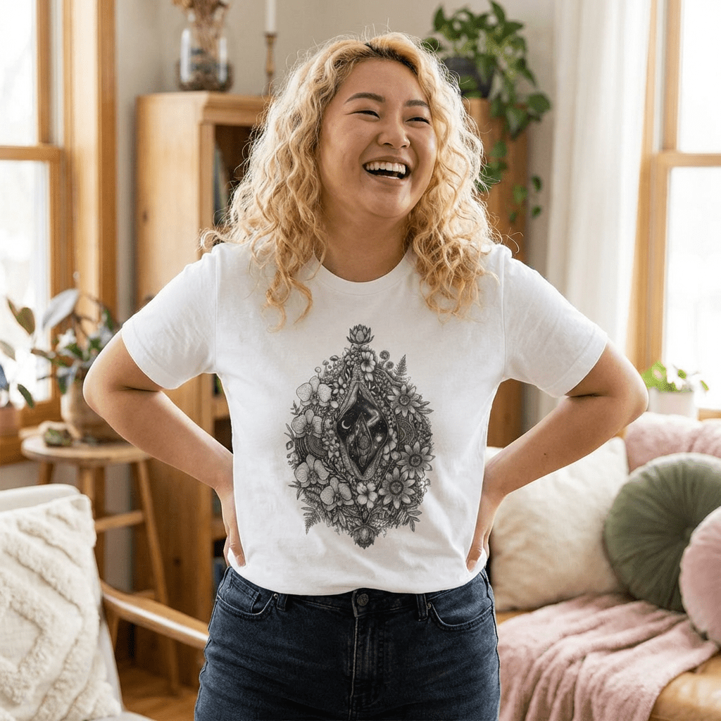 Floral Sacred Heart Tee — Botanical Anatomical Art T-Shirt - inkprint