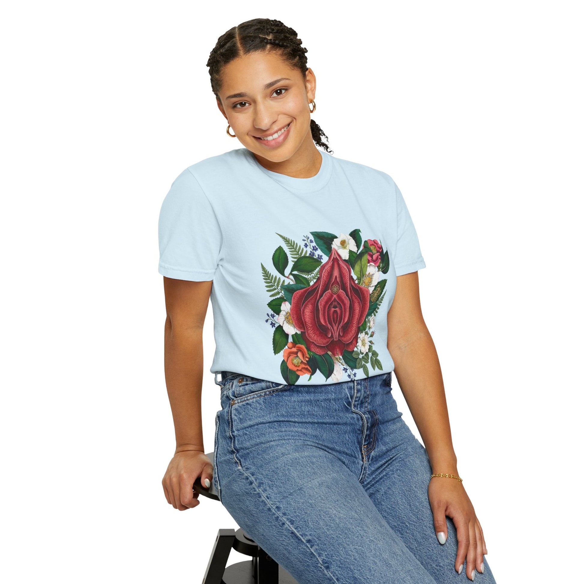 Floral Vaginea Tee — Botanical Rose Graphic T-Shirt - inkprint