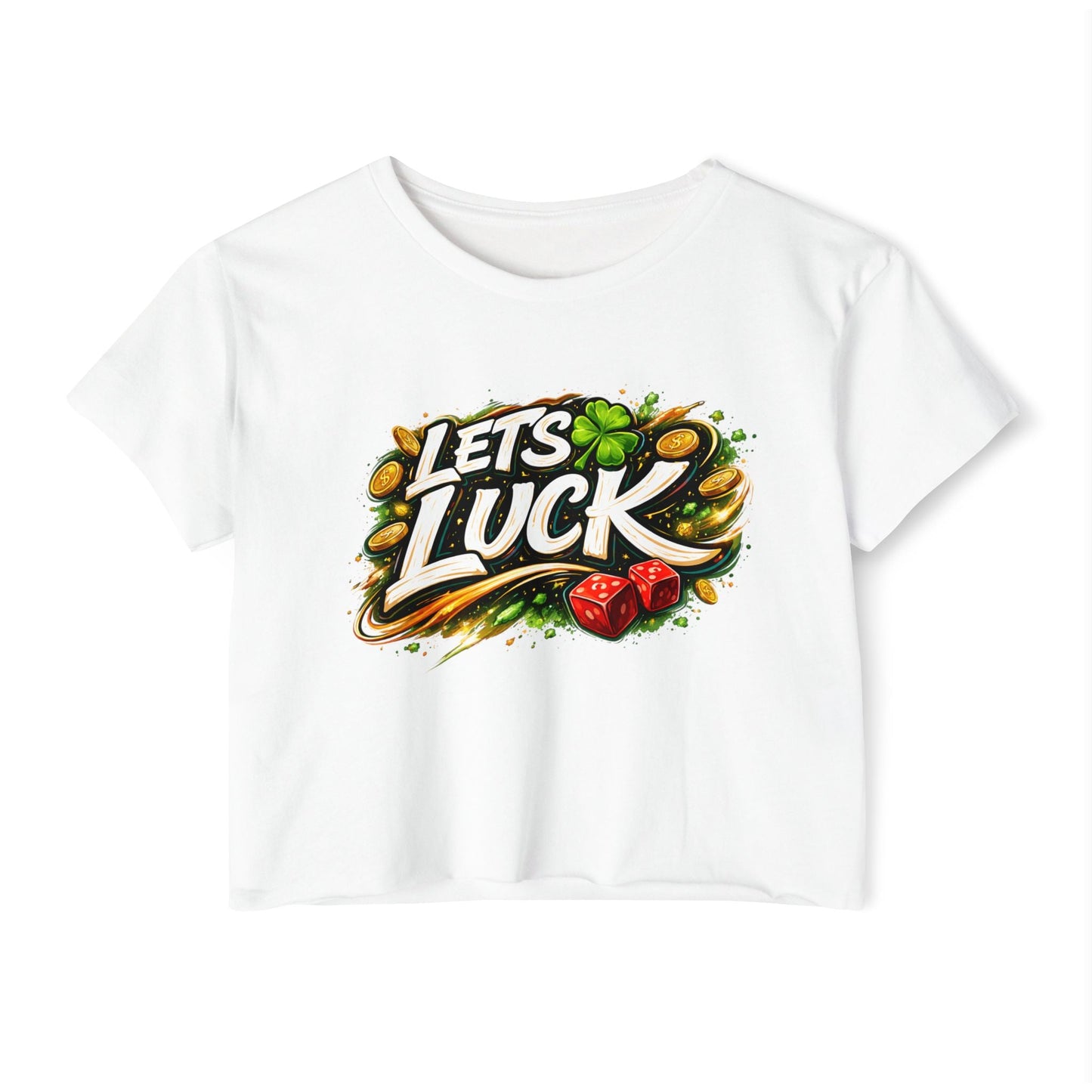 Let's Luck Crop Top — Women's Festival Party Graphic Tee - inkprint