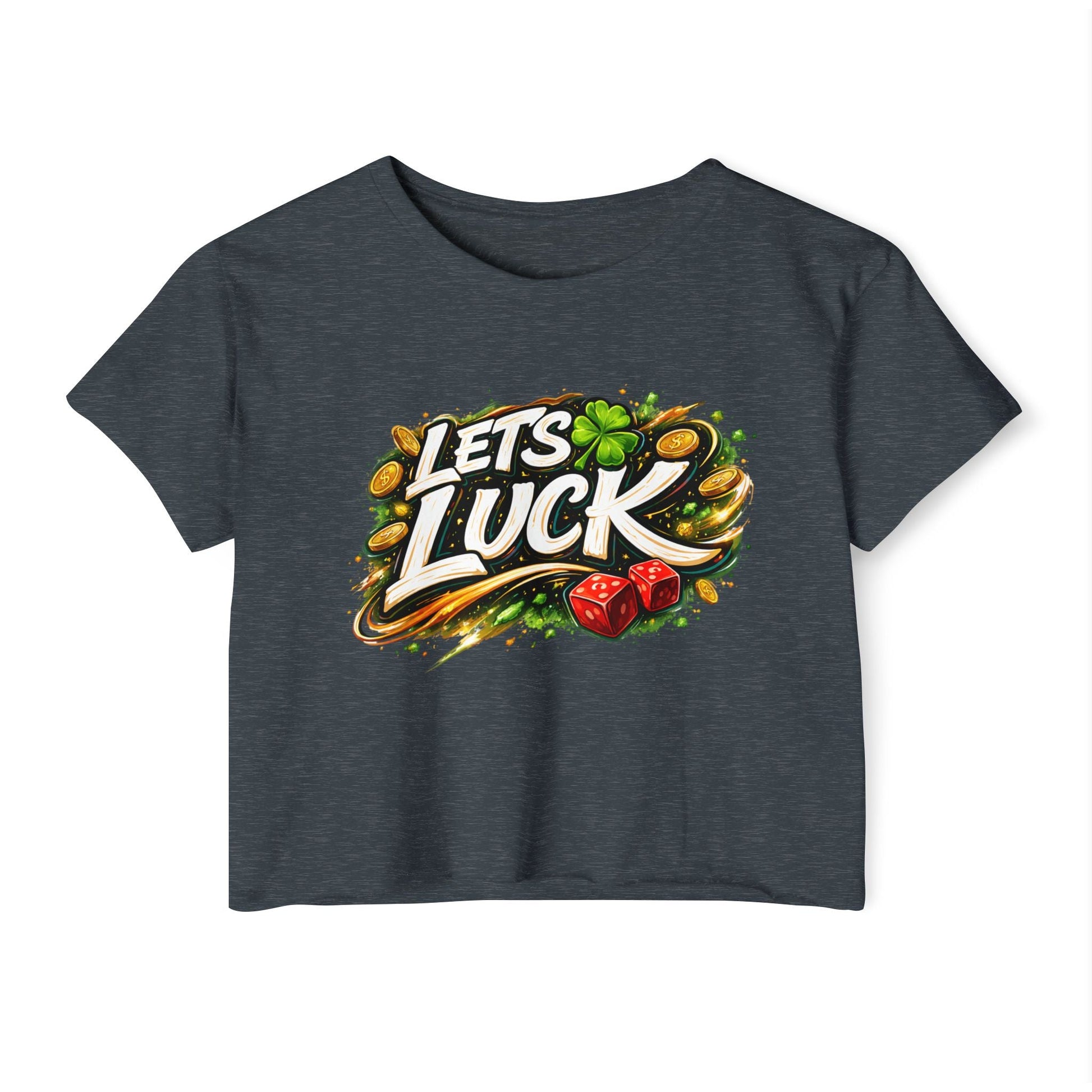 Let's Luck Crop Top — Women's Festival Party Graphic Tee - inkprint