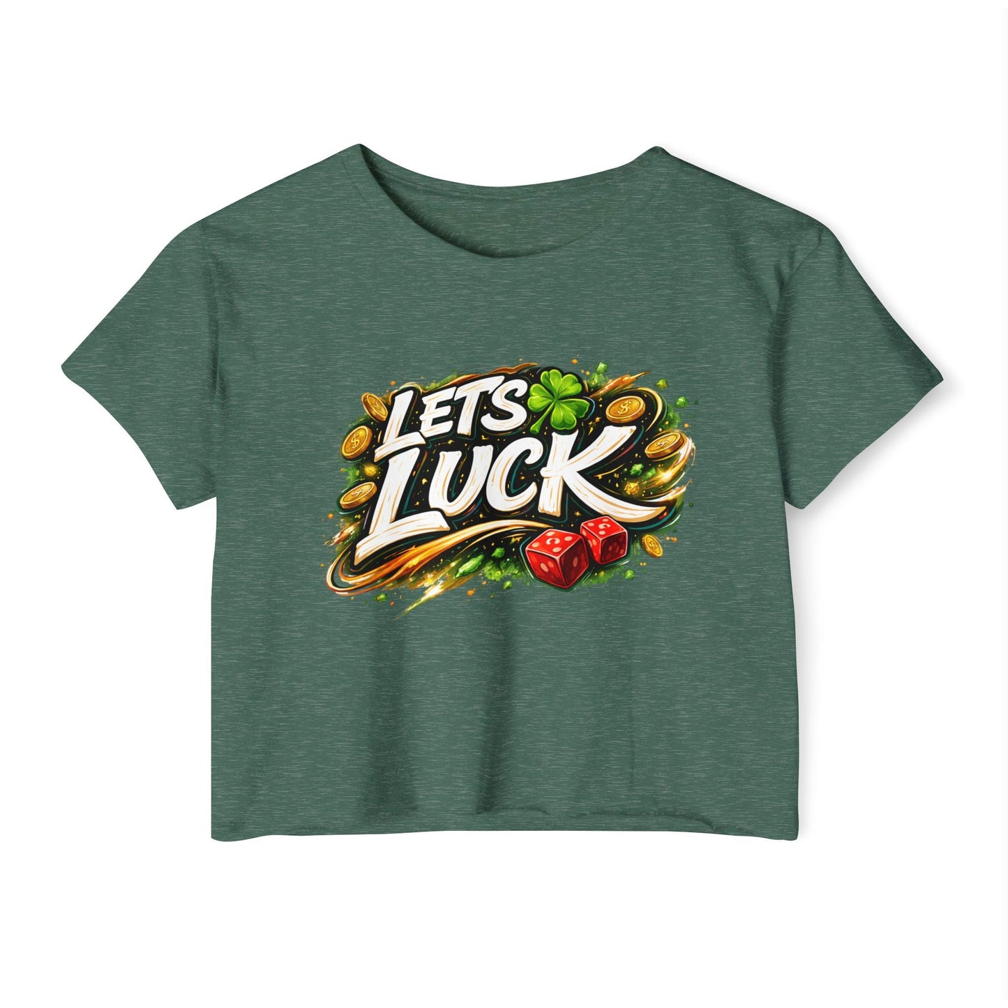 Let's Luck Crop Top — Women's Festival Party Graphic Tee - inkprint