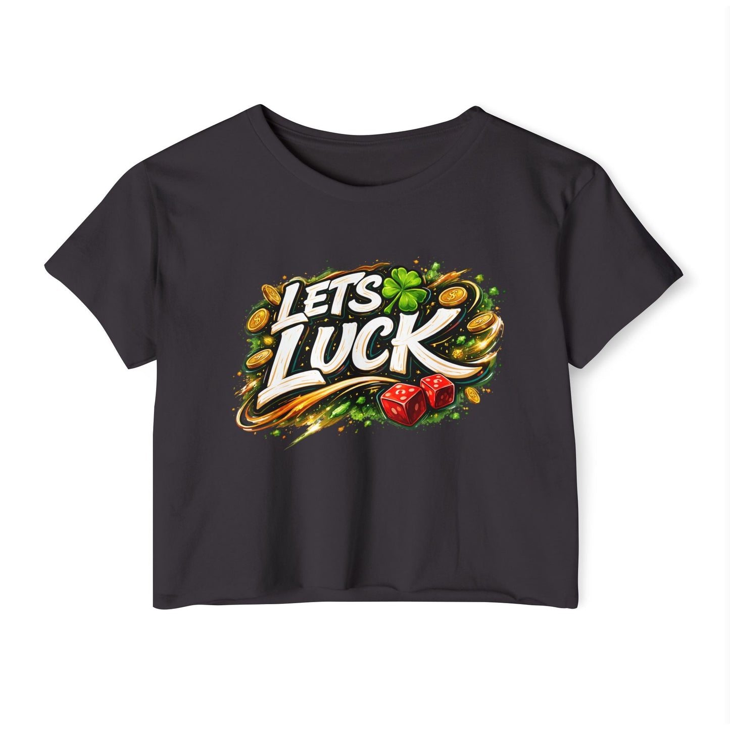 Let's Luck Crop Top — Women's Festival Party Graphic Tee - inkprint