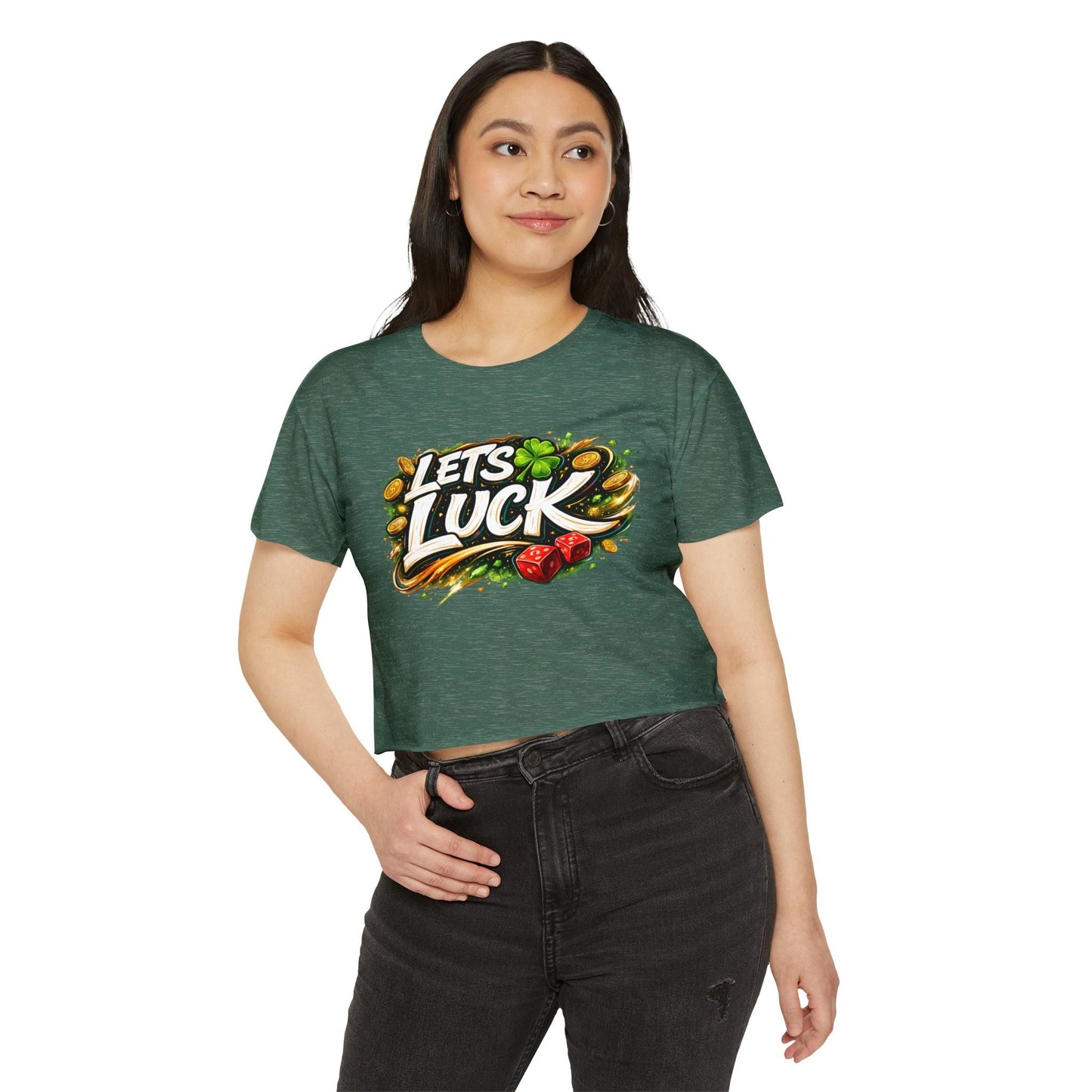 Let's Luck Crop Top — Women's Festival Party Graphic Tee - inkprint