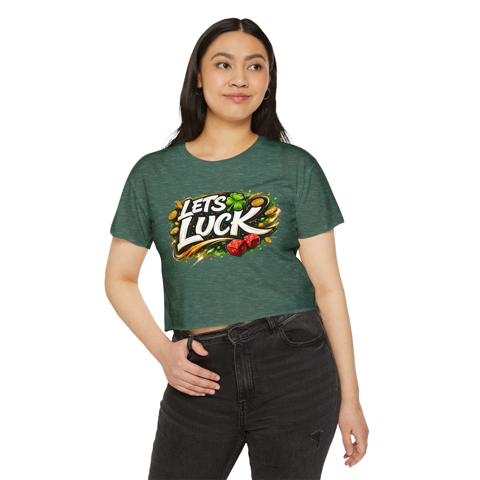 Let's Luck Crop Top — Women's Festival Party Graphic Tee - inkprint