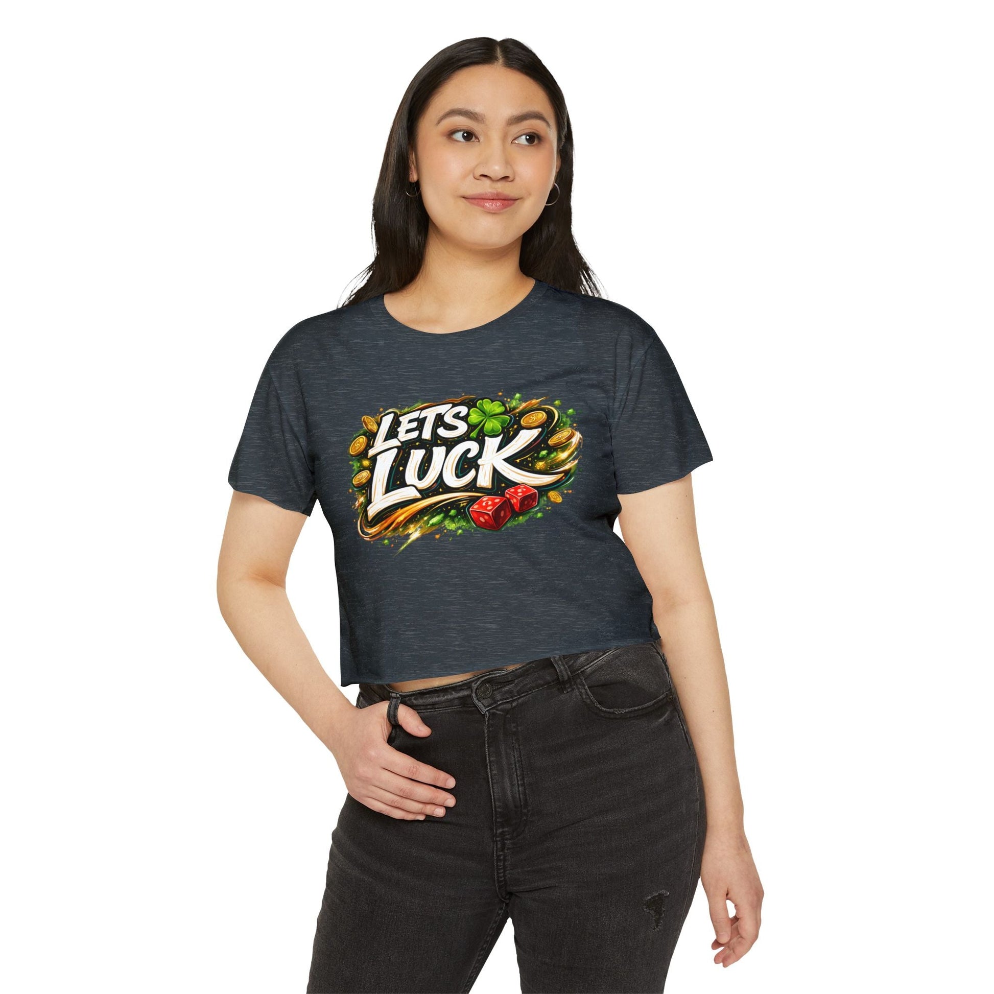 Let's Luck Crop Top — Women's Festival Party Graphic Tee - inkprint