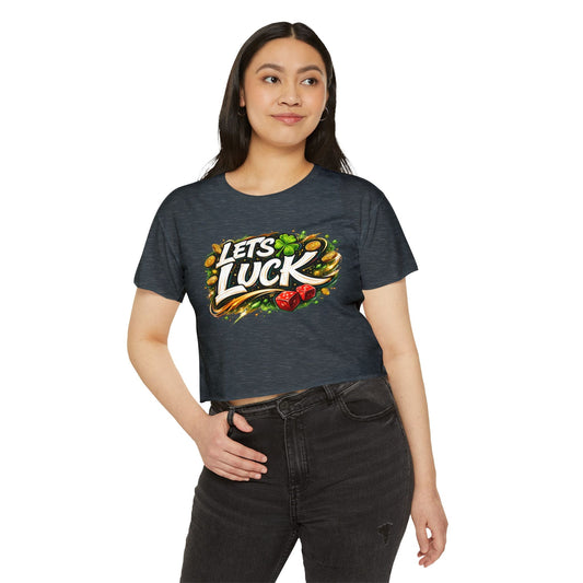 Let's Luck Crop Top — Women's Festival Party Graphic Tee - inkprint