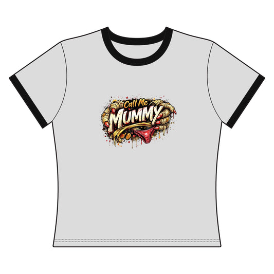 Mummy Graphic Ringer Tee – "Call Me Mummy" Halloween Shirt - inkprint