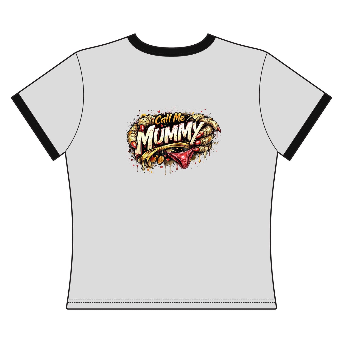 Mummy Graphic Ringer Tee – "Call Me Mummy" Halloween Shirt - inkprint