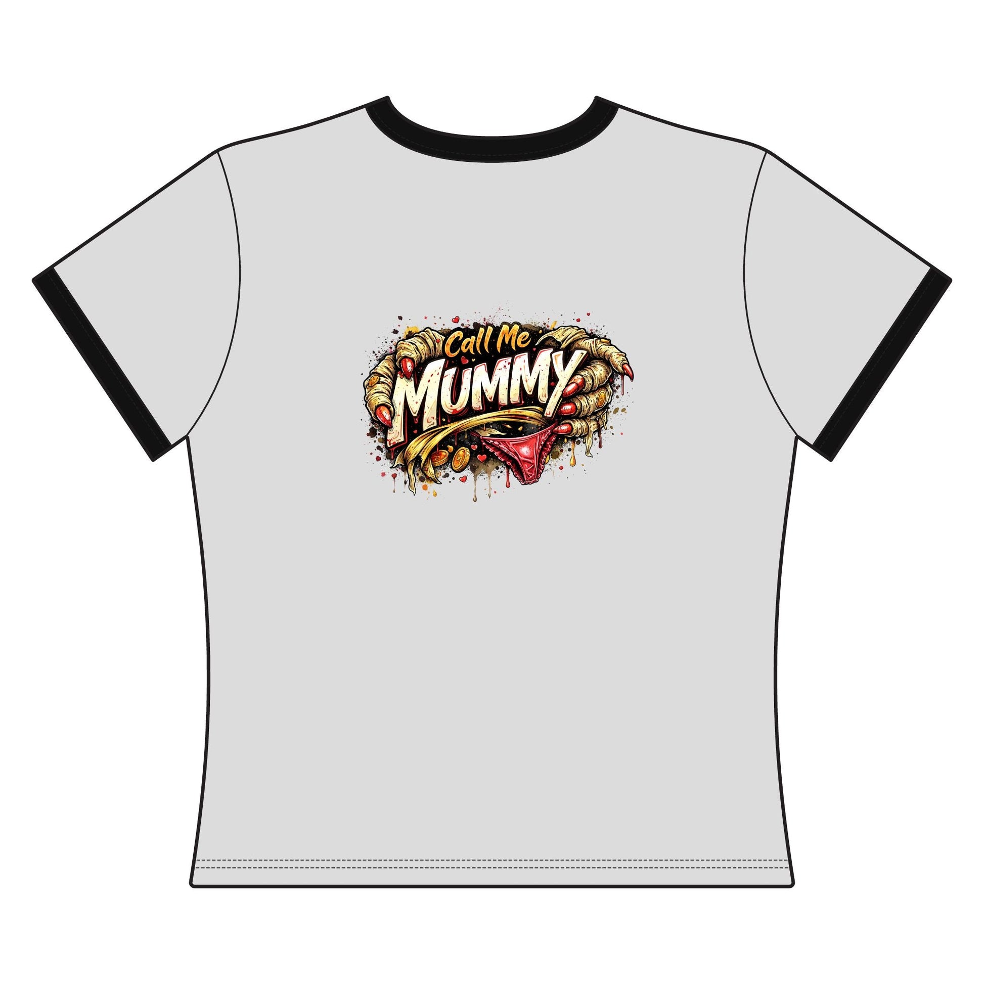 Mummy Graphic Ringer Tee – "Call Me Mummy" Halloween Shirt - inkprint