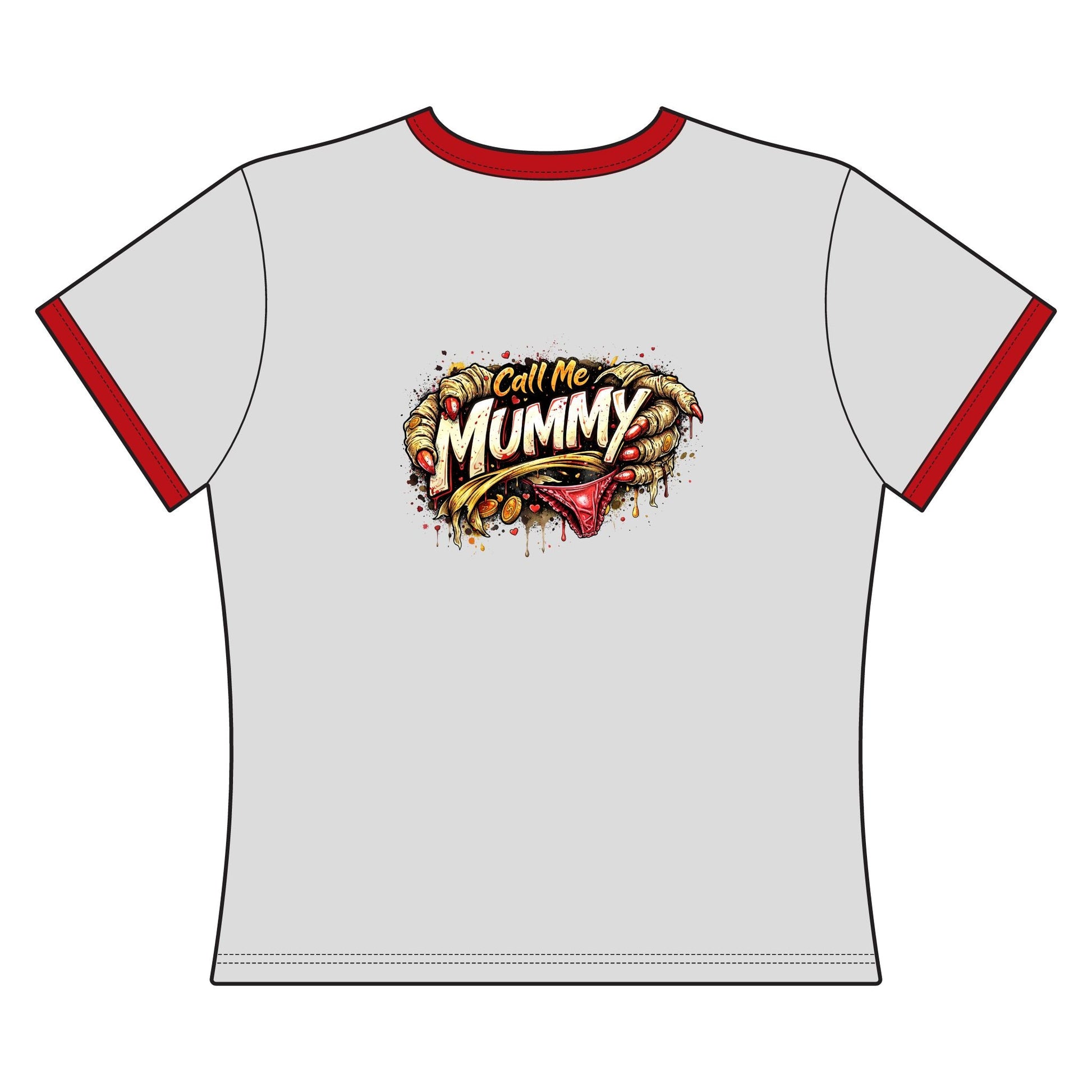 Mummy Graphic Ringer Tee – "Call Me Mummy" Halloween Shirt - inkprint