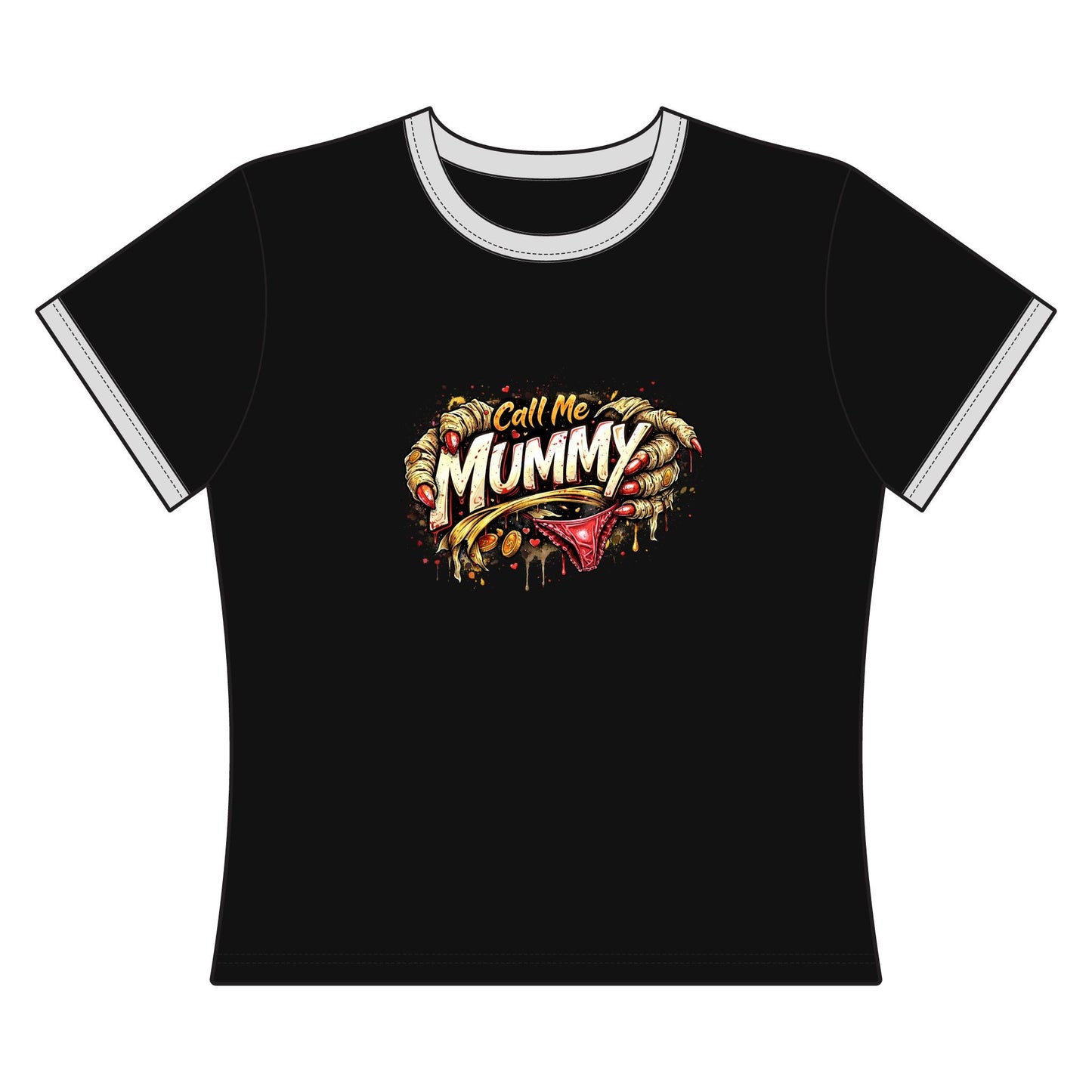 Mummy Graphic Ringer Tee – "Call Me Mummy" Halloween Shirt - inkprint