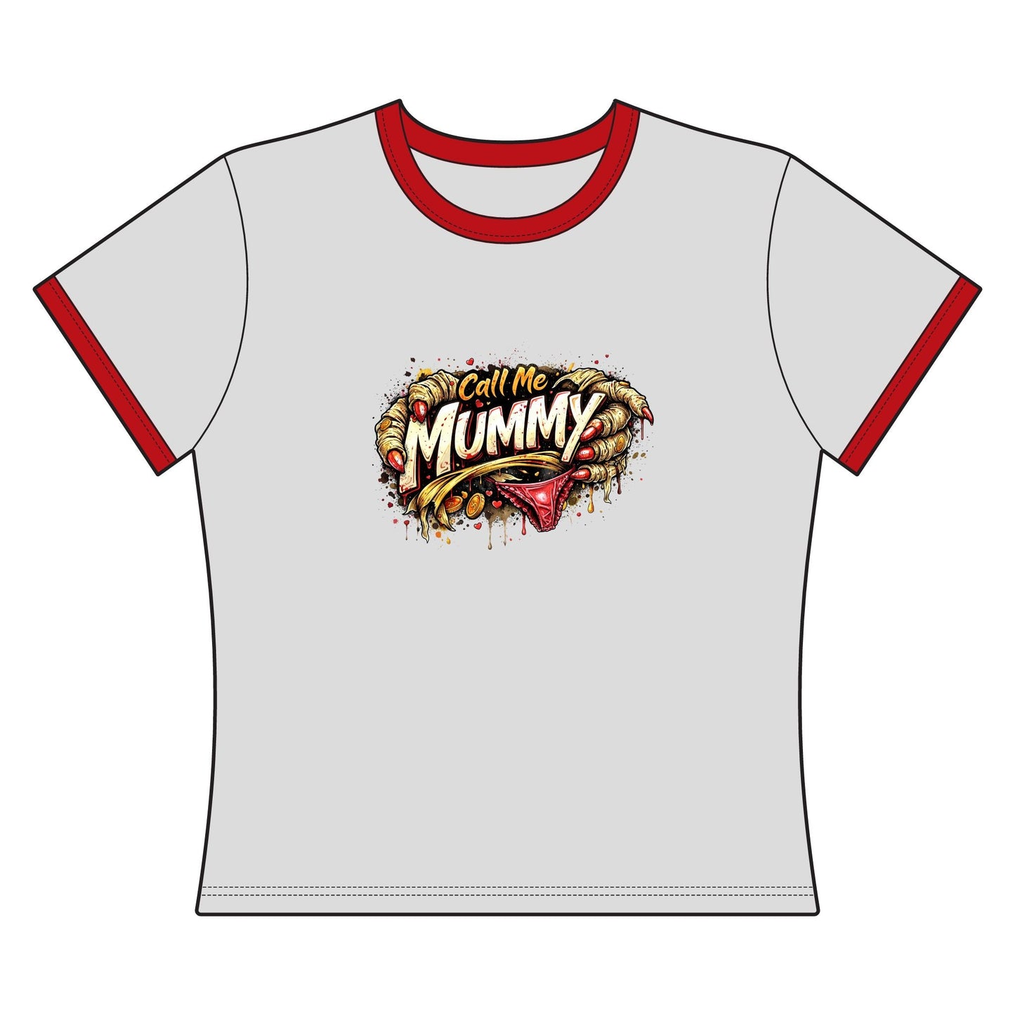 Mummy Graphic Ringer Tee – "Call Me Mummy" Halloween Shirt - inkprint