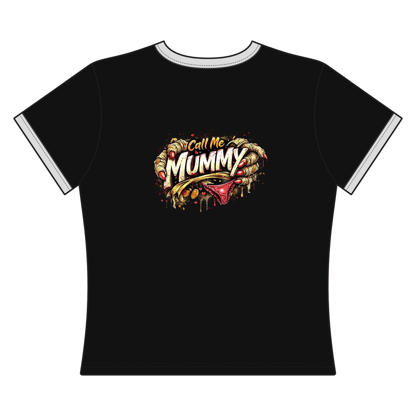 Mummy Graphic Ringer Tee – "Call Me Mummy" Halloween Shirt - inkprint