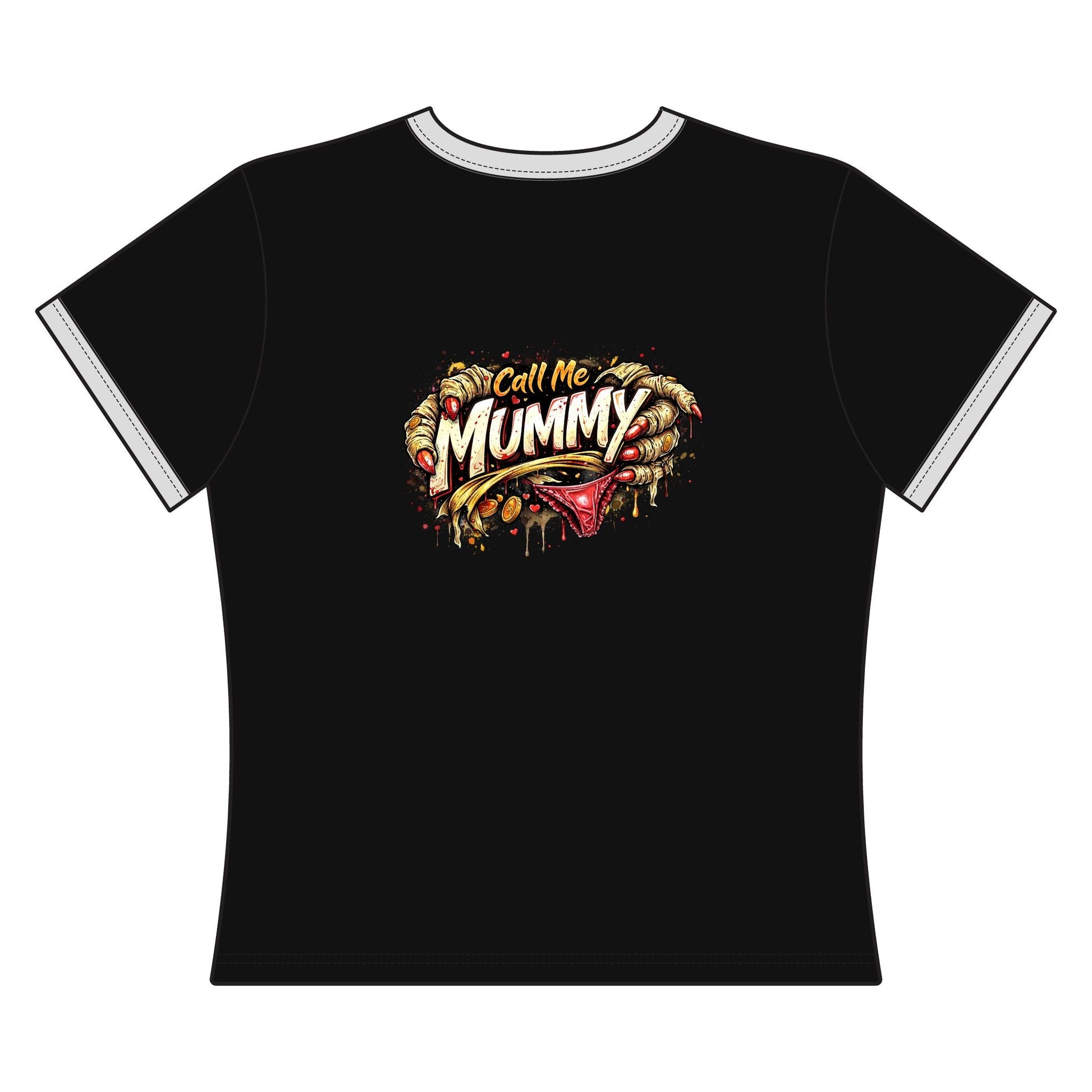 Mummy Graphic Ringer Tee – "Call Me Mummy" Halloween Shirt - inkprint