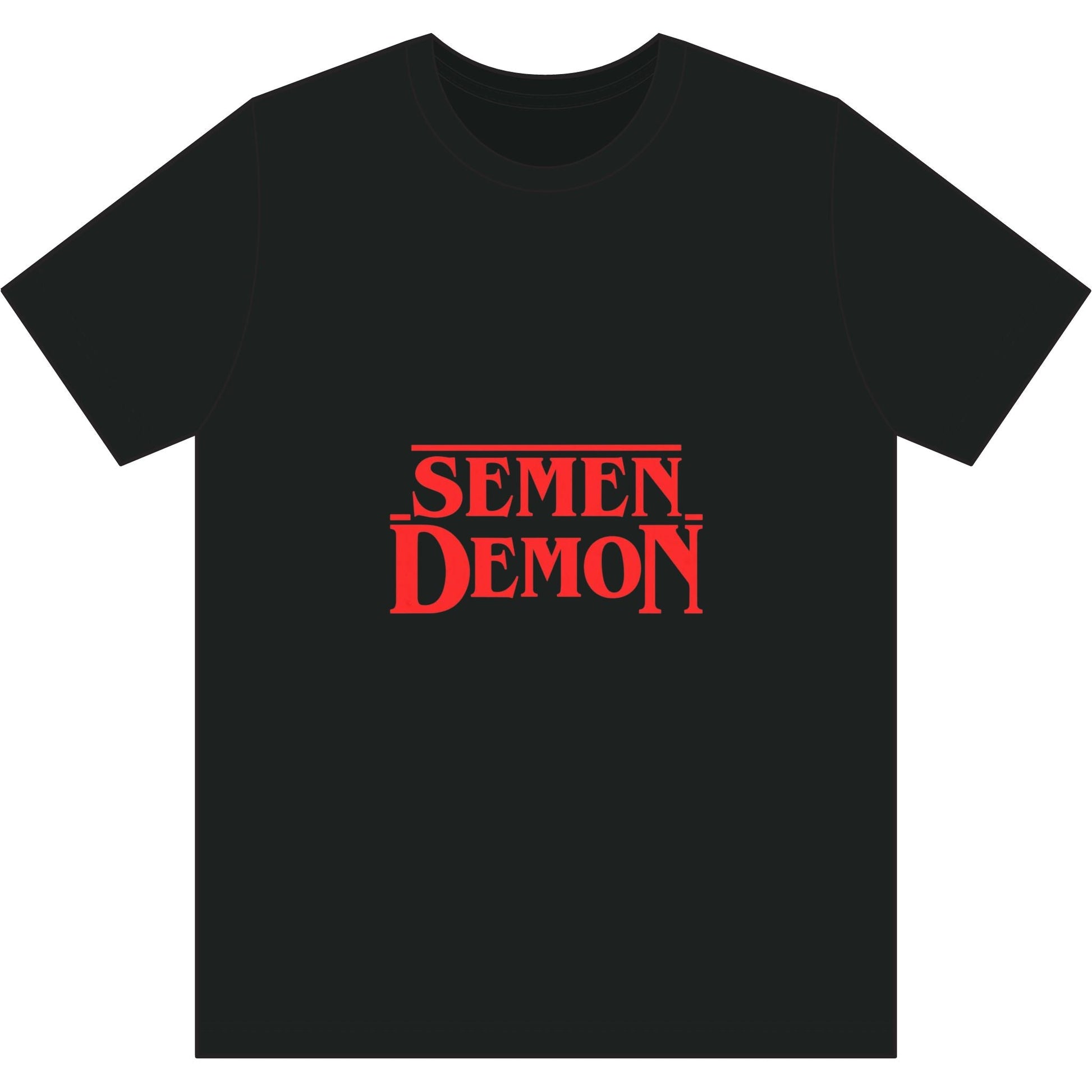 Semen Demon Graphic Tee — Red Retro Horror Logo Shirt - inkprint