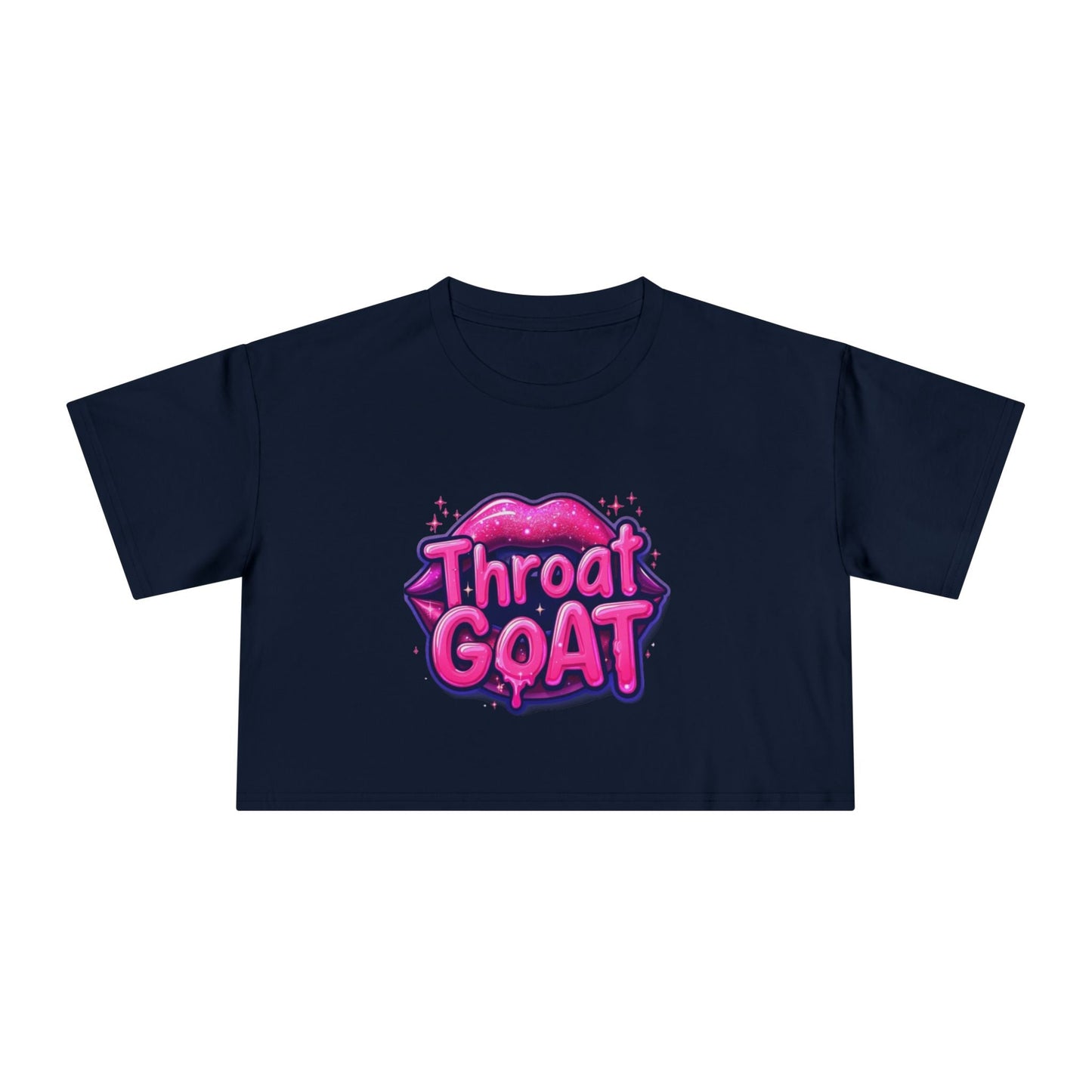 Throat GOAT Women's Crop Tee — Bold Pink Graphic Retro Logo - inkprint