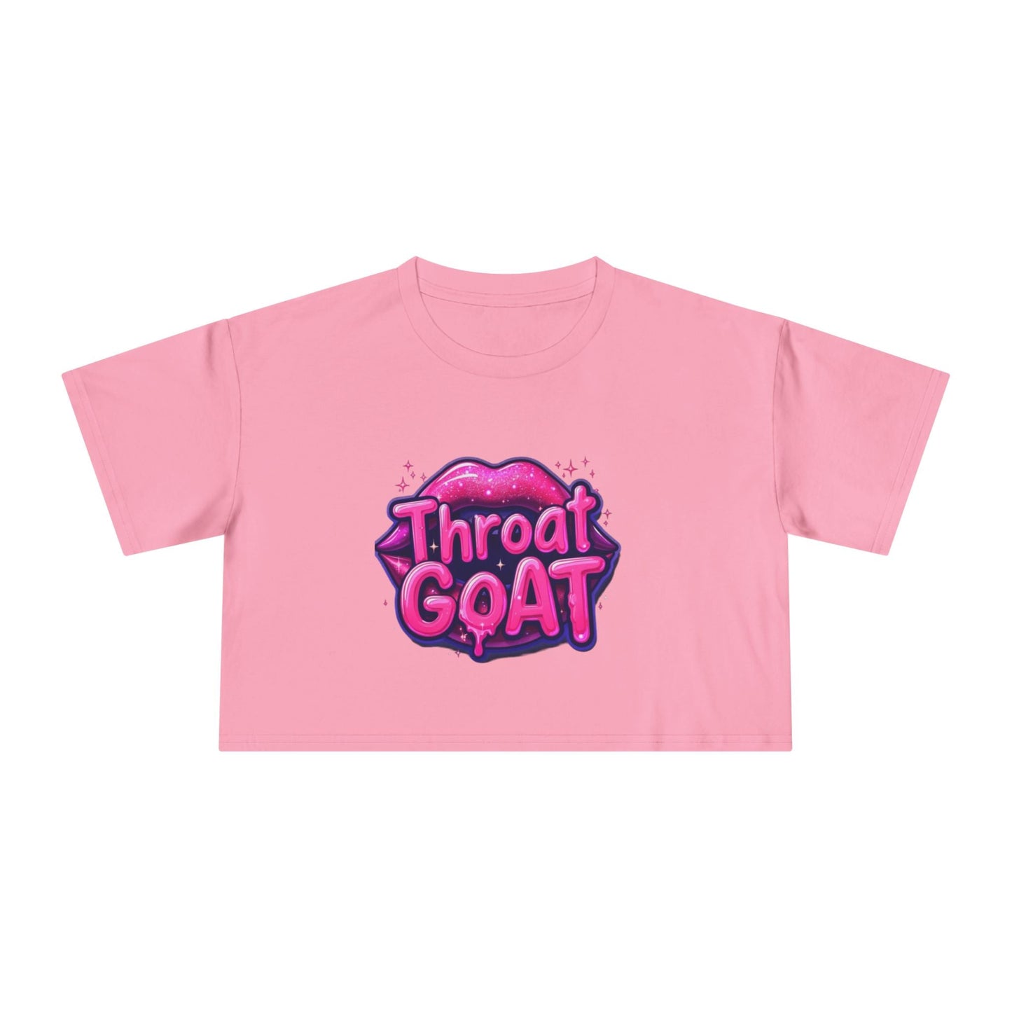 Throat GOAT Women's Crop Tee — Bold Pink Graphic Retro Logo - inkprint