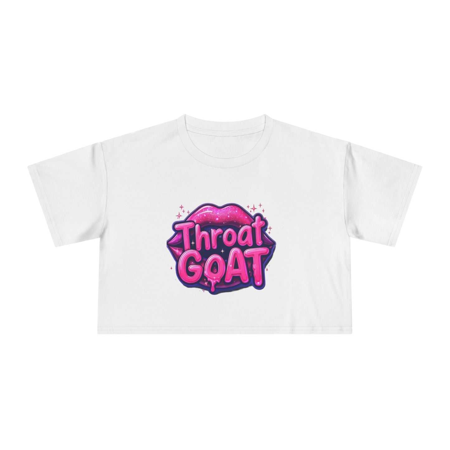 Throat GOAT Women's Crop Tee — Bold Pink Graphic Retro Logo - inkprint