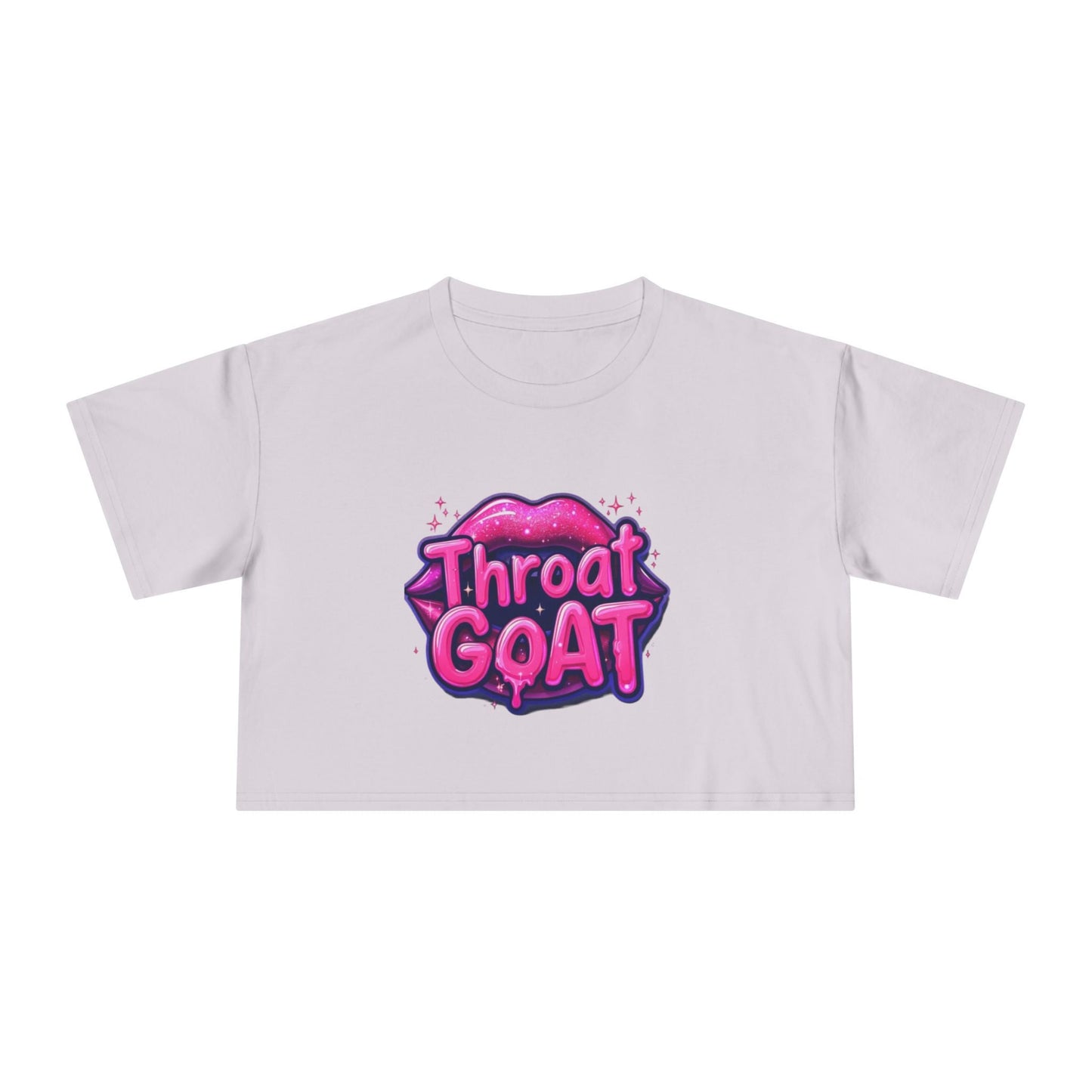 Throat GOAT Women's Crop Tee — Bold Pink Graphic Retro Logo - inkprint