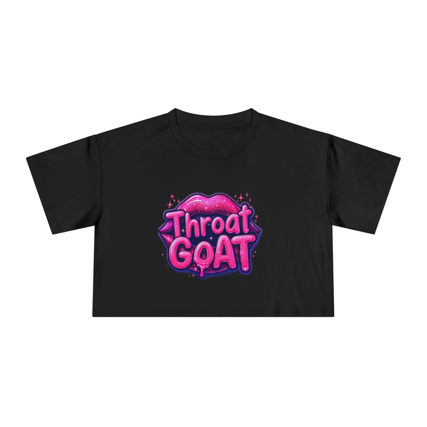 Throat GOAT Women's Crop Tee — Bold Pink Graphic Retro Logo - inkprint