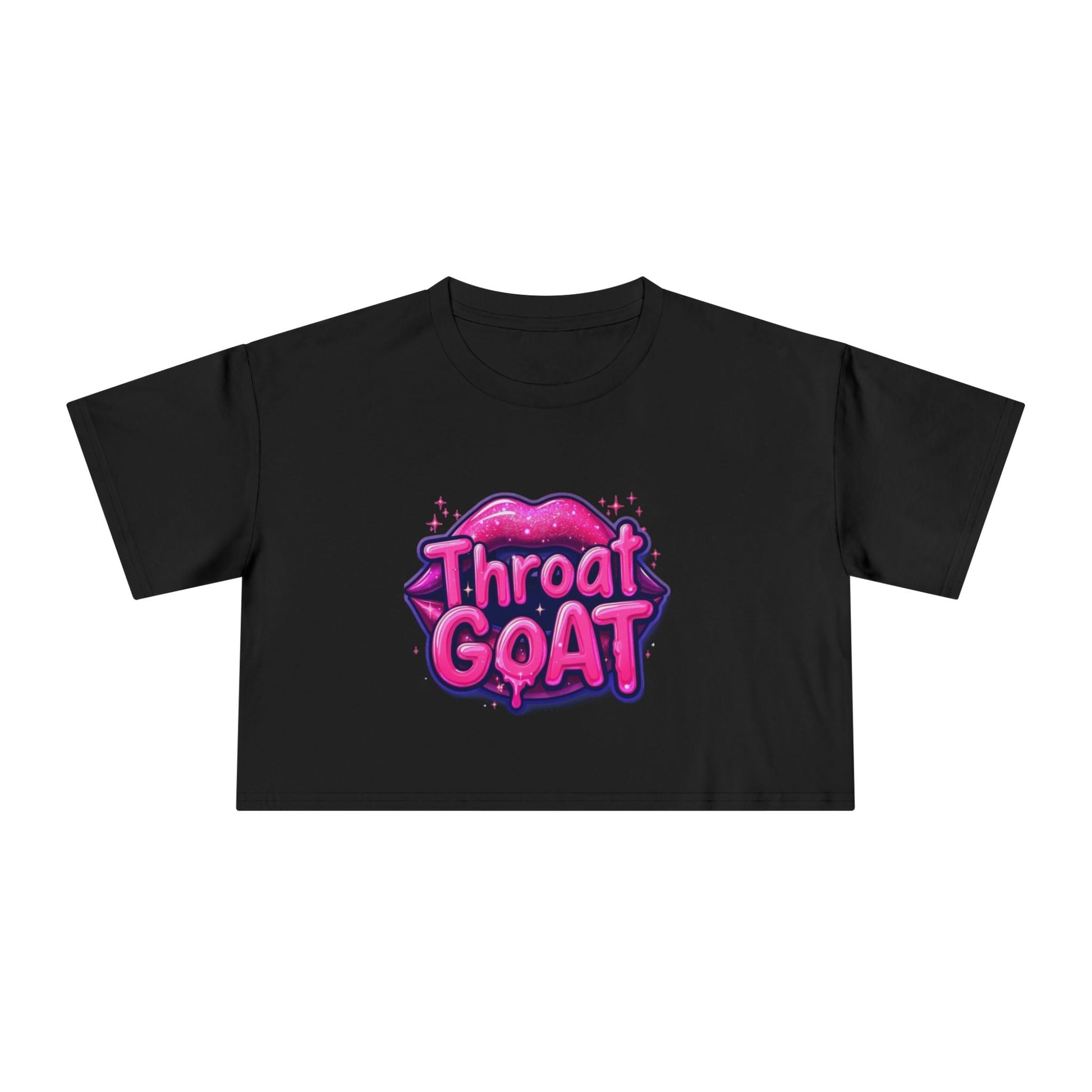 Throat GOAT Women's Crop Tee — Bold Pink Graphic Retro Logo - inkprint