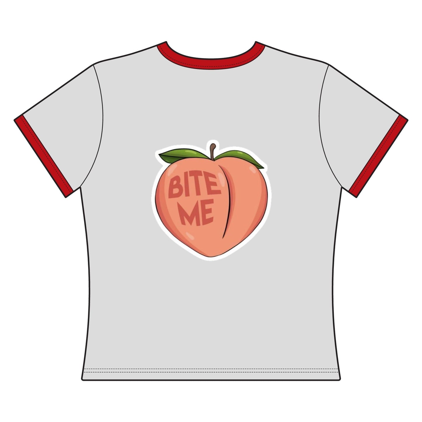 Women's Ringer Tee - 'Bite Me' Peach Graphic Ringer Tee - inkprint