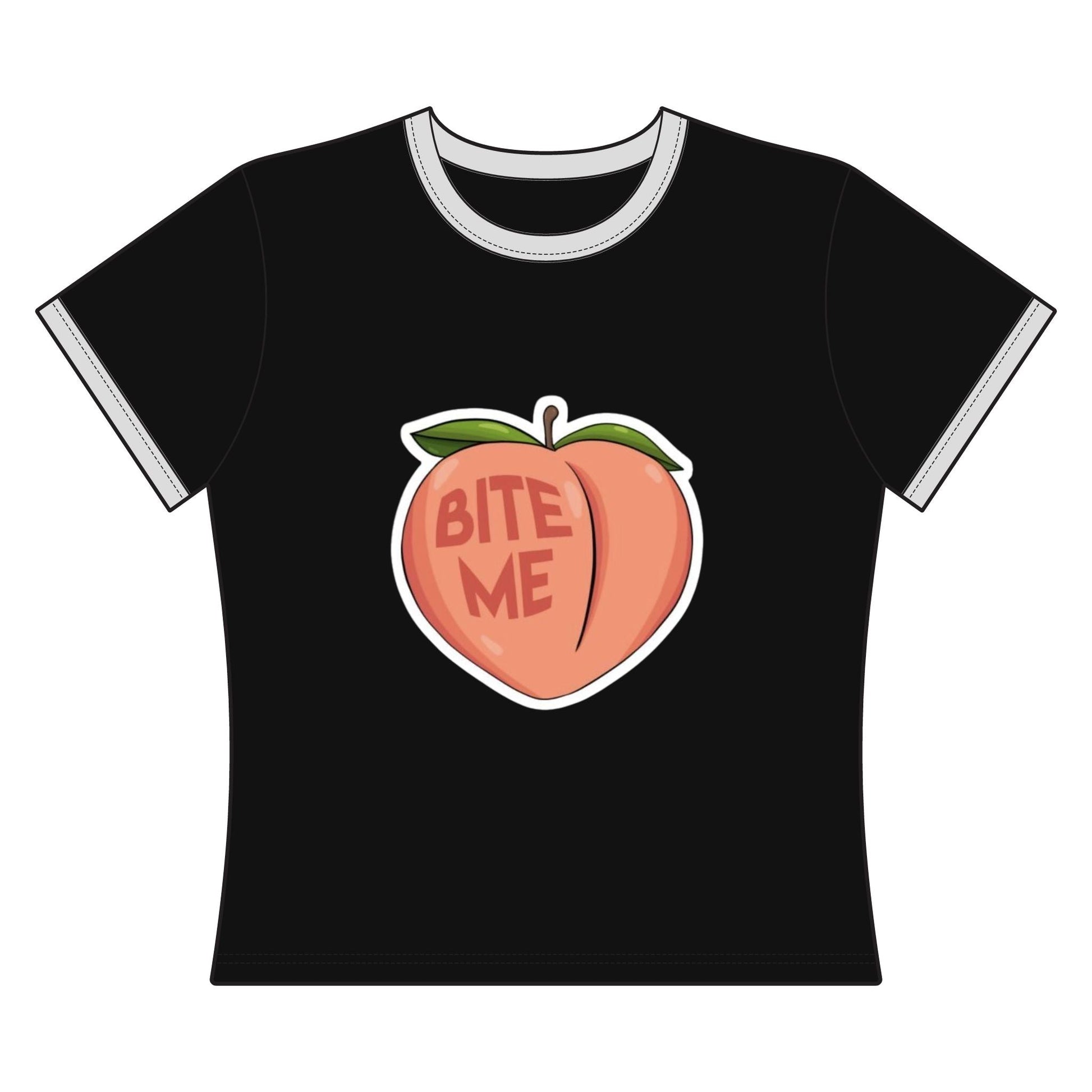Women's Ringer Tee - 'Bite Me' Peach Graphic Ringer Tee - inkprint