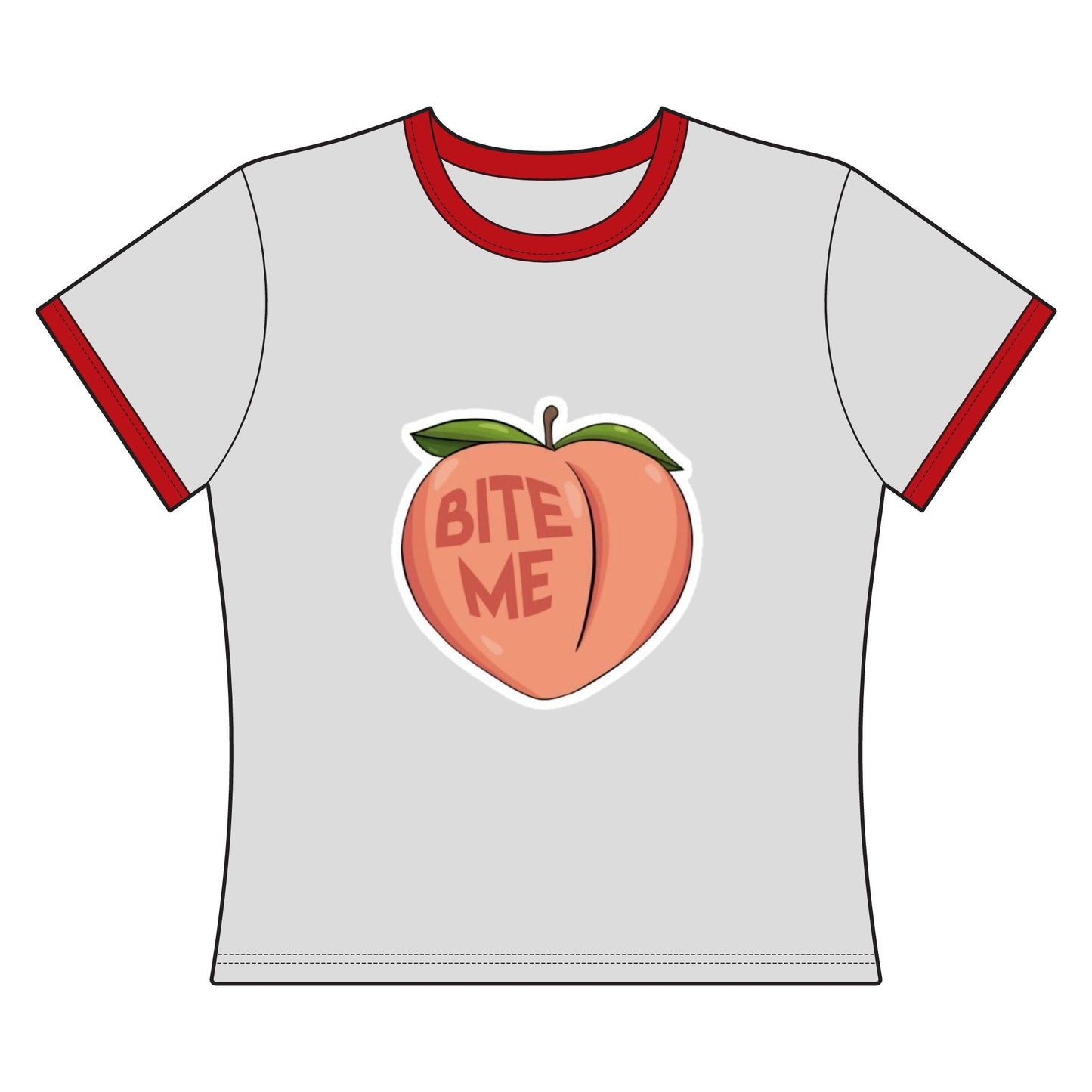 Women's Ringer Tee - 'Bite Me' Peach Graphic Ringer Tee - inkprint