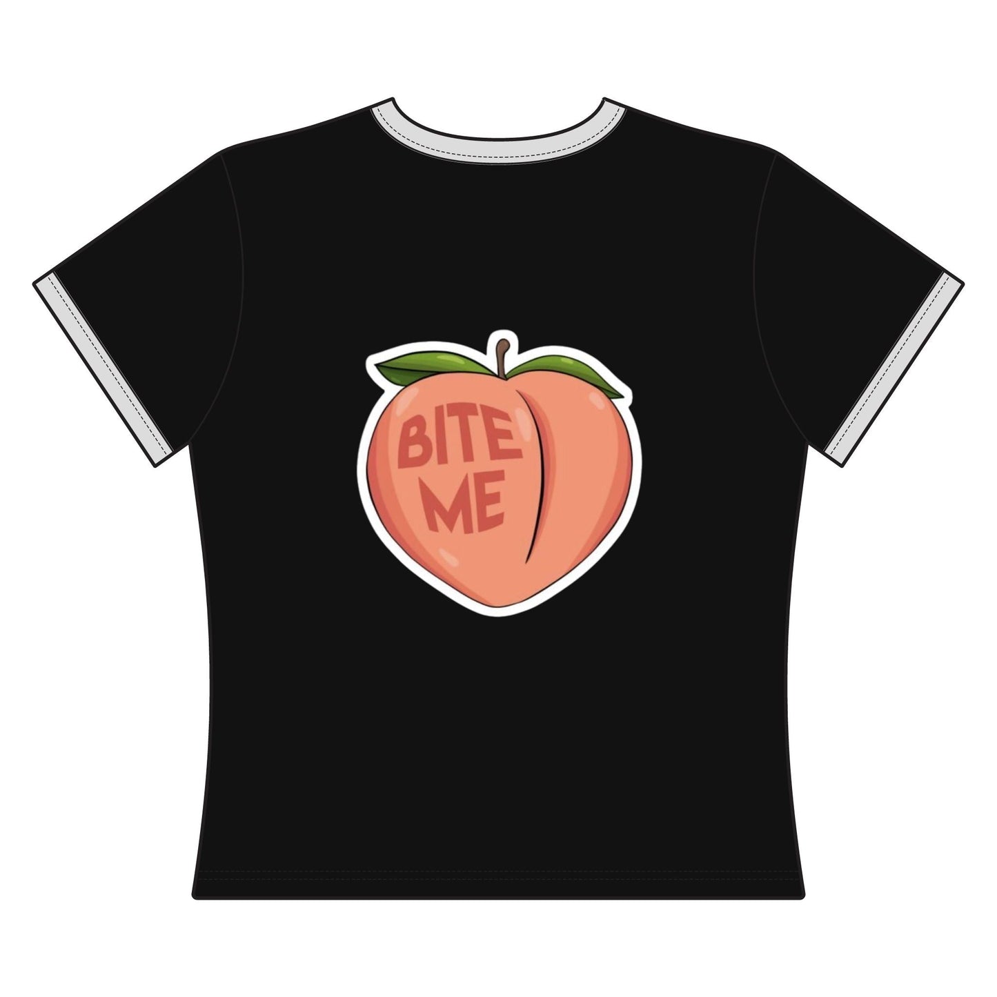 Women's Ringer Tee - 'Bite Me' Peach Graphic Ringer Tee - inkprint
