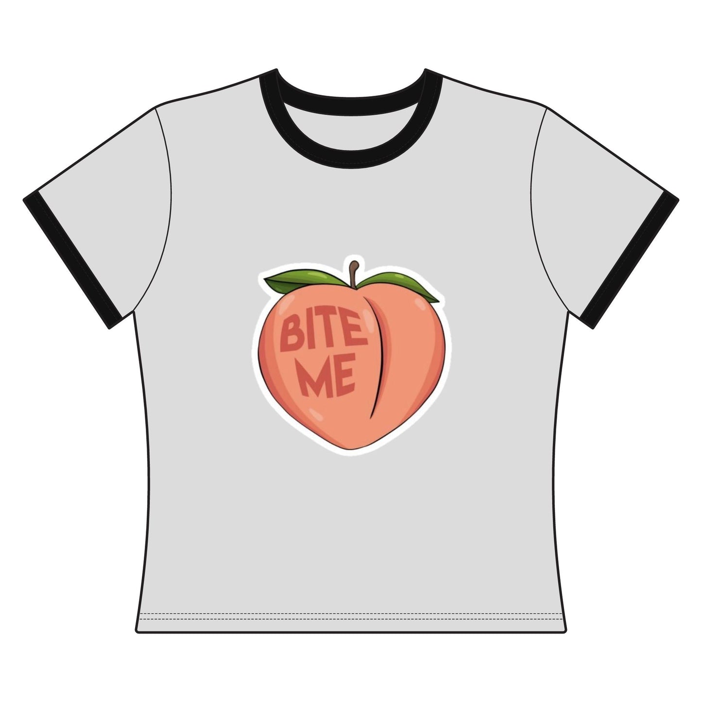 Women's Ringer Tee - 'Bite Me' Peach Graphic Ringer Tee - inkprint