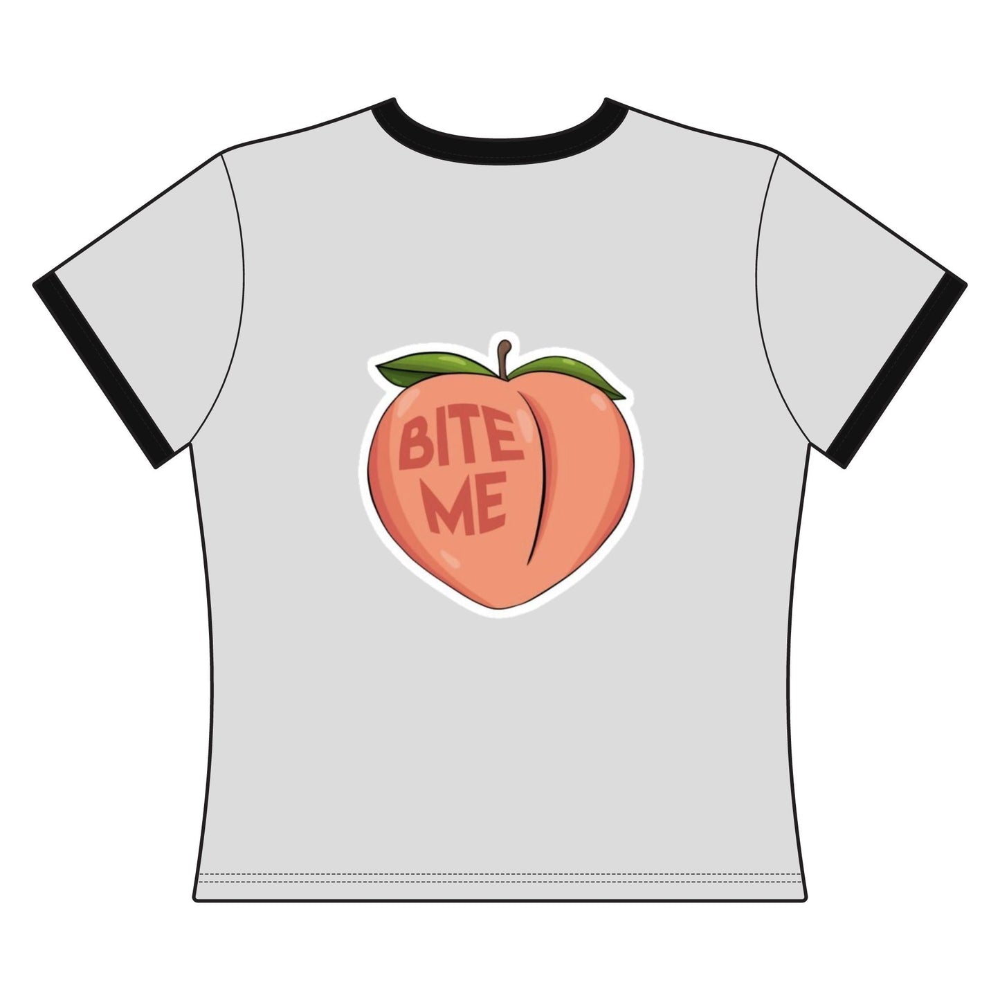 Women's Ringer Tee - 'Bite Me' Peach Graphic Ringer Tee - inkprint